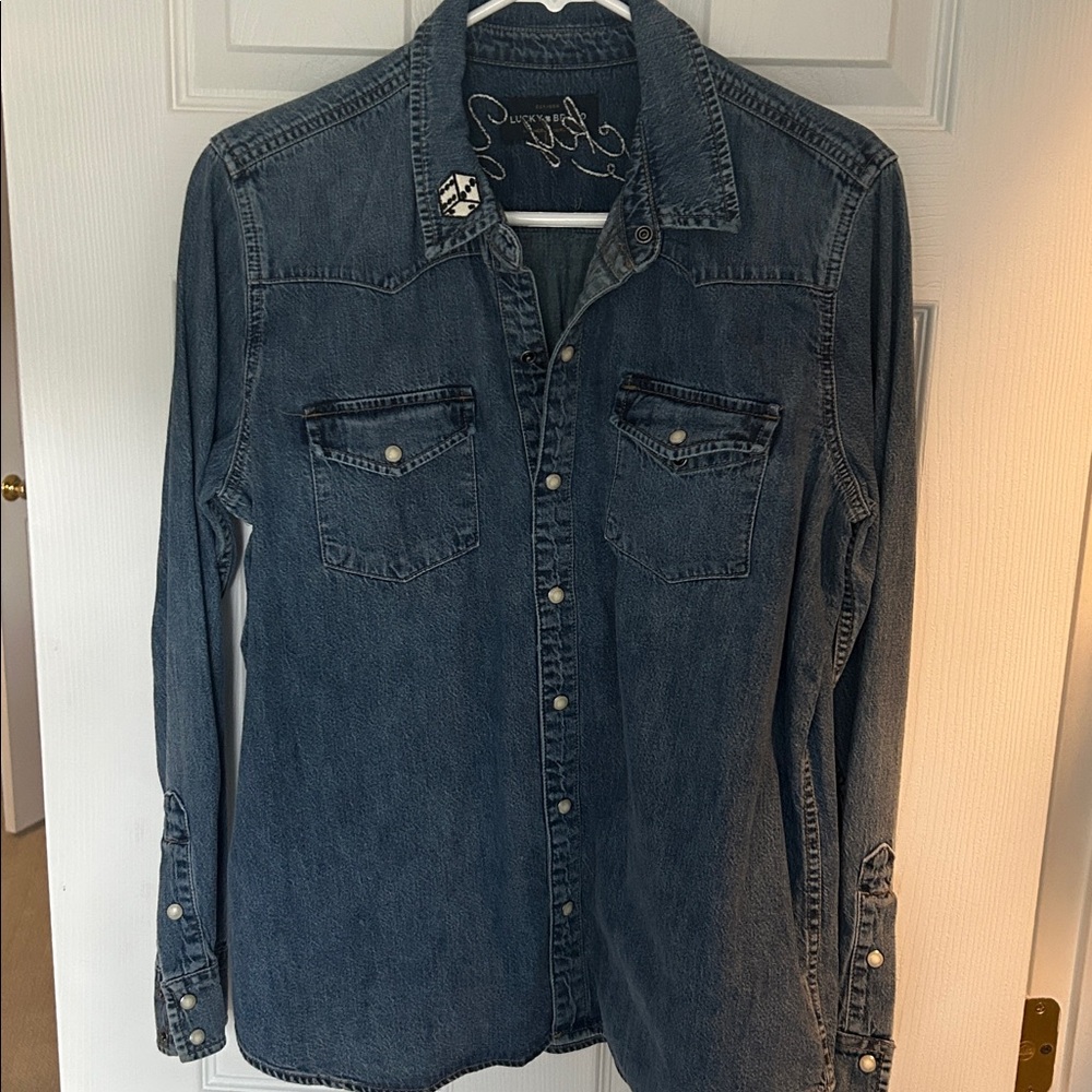 Lucky brand embroidered denim top